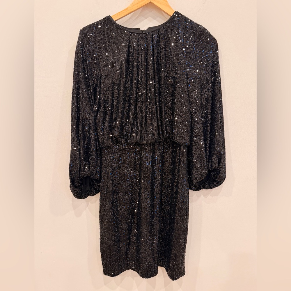 Vince Camuto Black Sequin Long Sleeve‎ Dress NWT Size 4 Cocktail Party